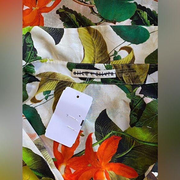 Alice + Olivia Silk Button-Down Shirt size S - Picture 14 of 15